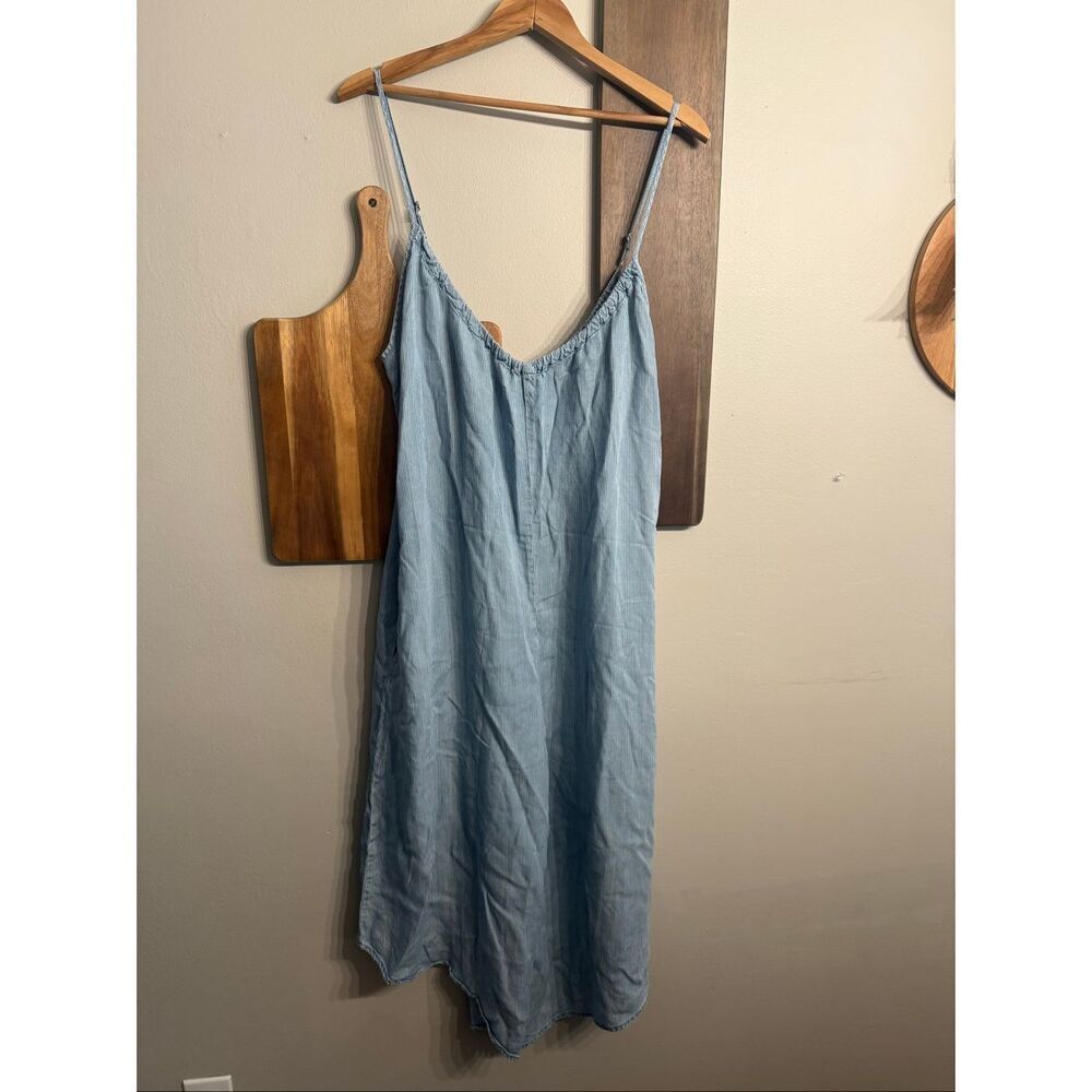 Lovestitch Blue Tencel Striped‎ V-Neck Sleeveless Wide Leg Cami Jumpsuit Medium